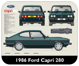 Ford Capri MkIII Capri 280 1986 Place Mat, Small